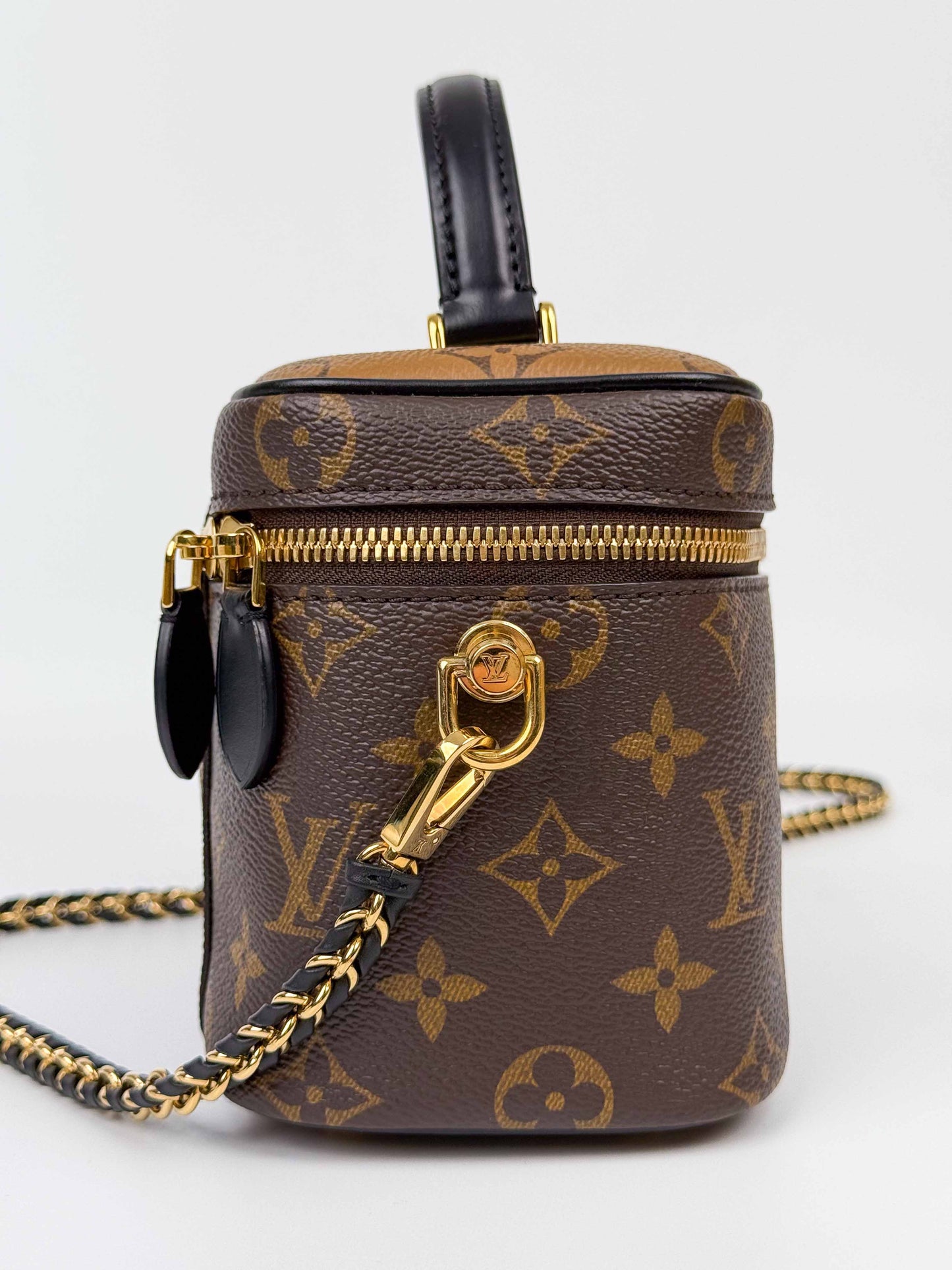 (A58) Louis Vuitton Monogram Vanity Crossbody Bag Gold Hardware