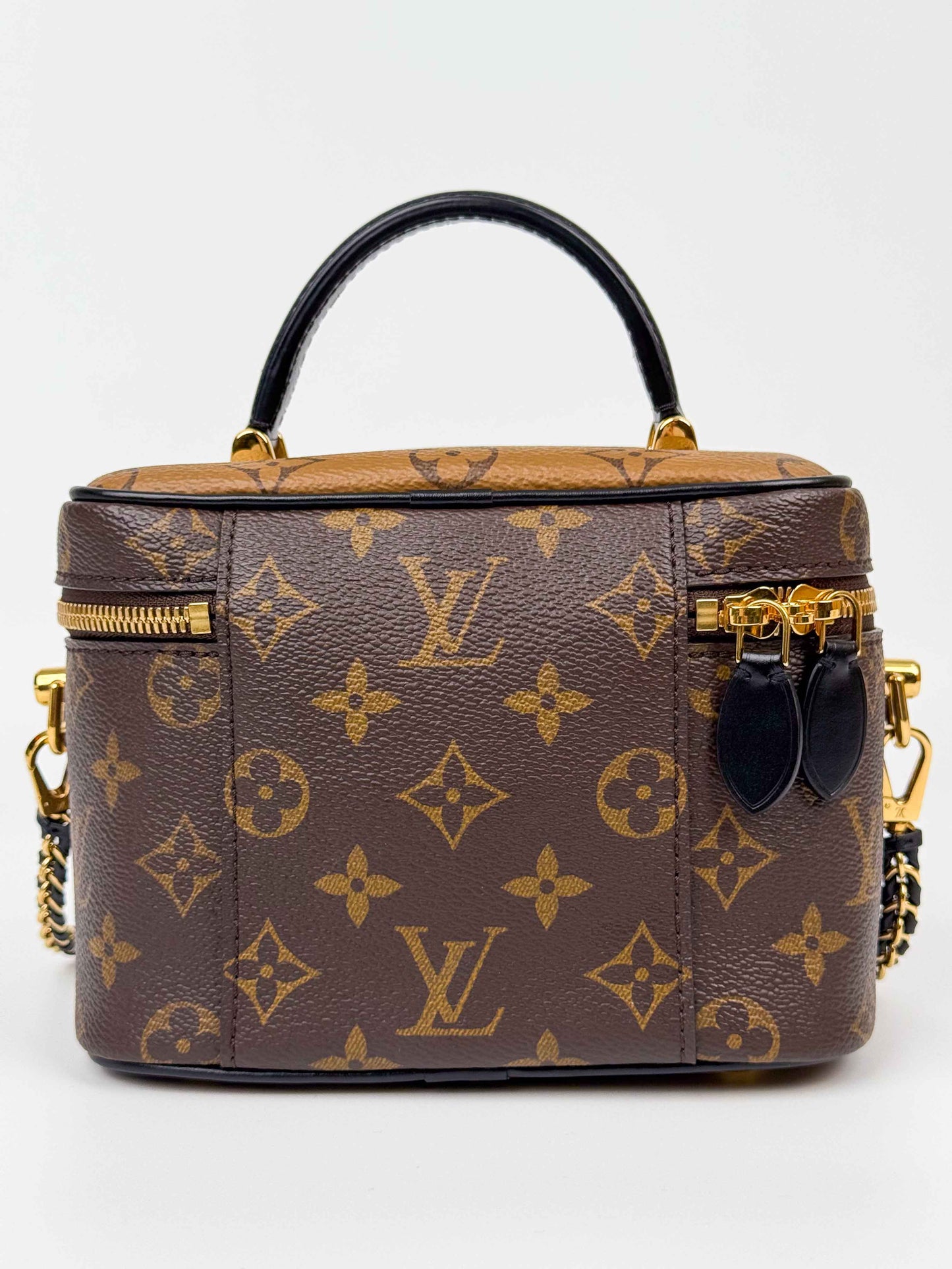 (A58) Louis Vuitton Monogram Vanity Crossbody Bag Gold Hardware