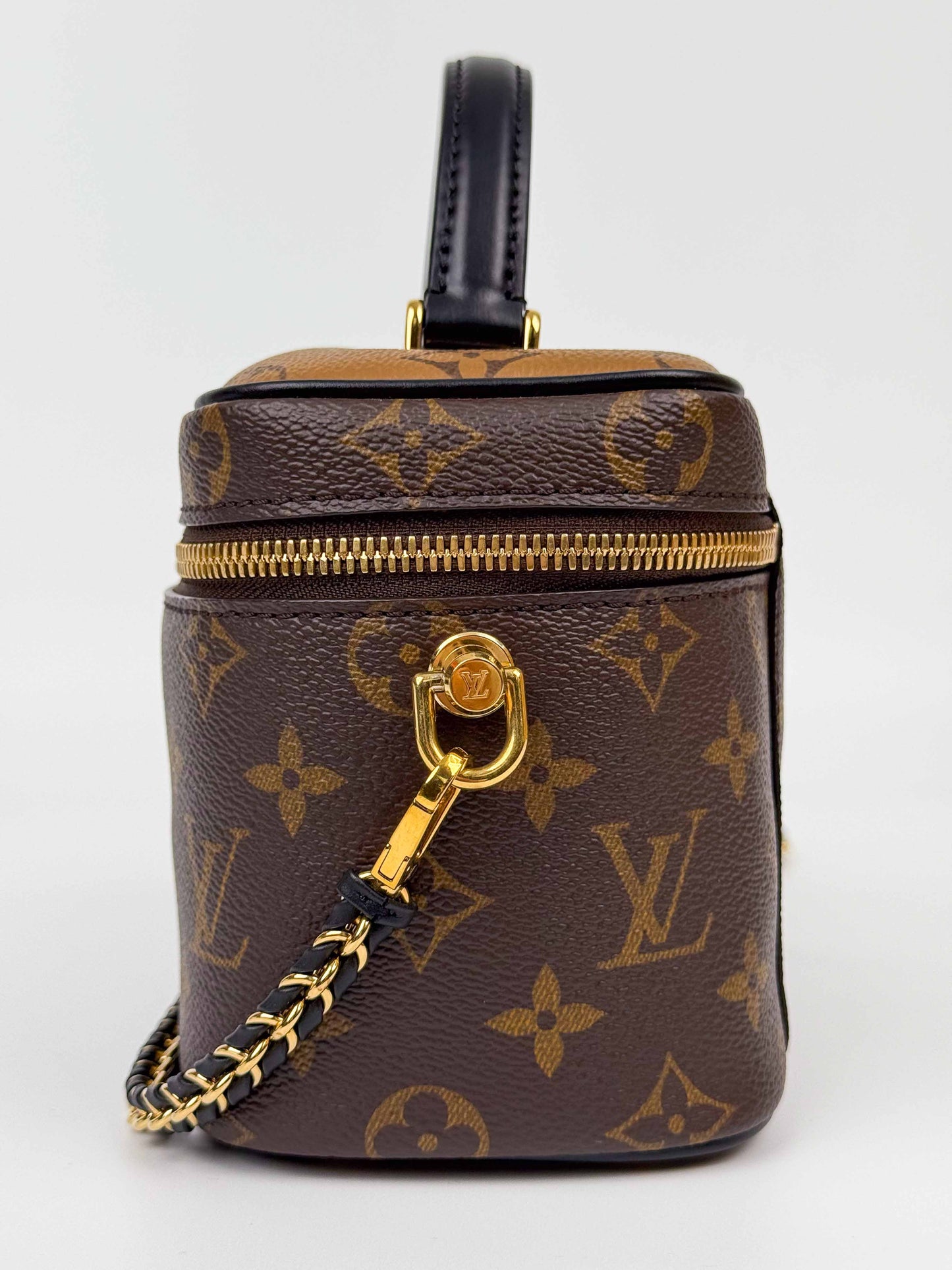 (A58) Louis Vuitton Monogram Vanity Crossbody Bag Gold Hardware