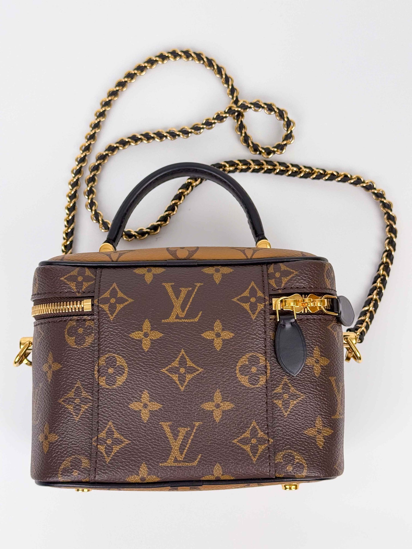 (A58) Louis Vuitton Monogram Vanity Crossbody Bag Gold Hardware