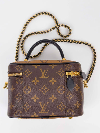 (A58) Louis Vuitton Monogram Vanity Crossbody Bag Gold Hardware