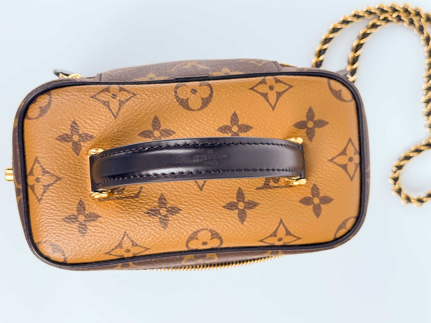 (A58) Louis Vuitton Monogram Vanity Crossbody Bag Gold Hardware