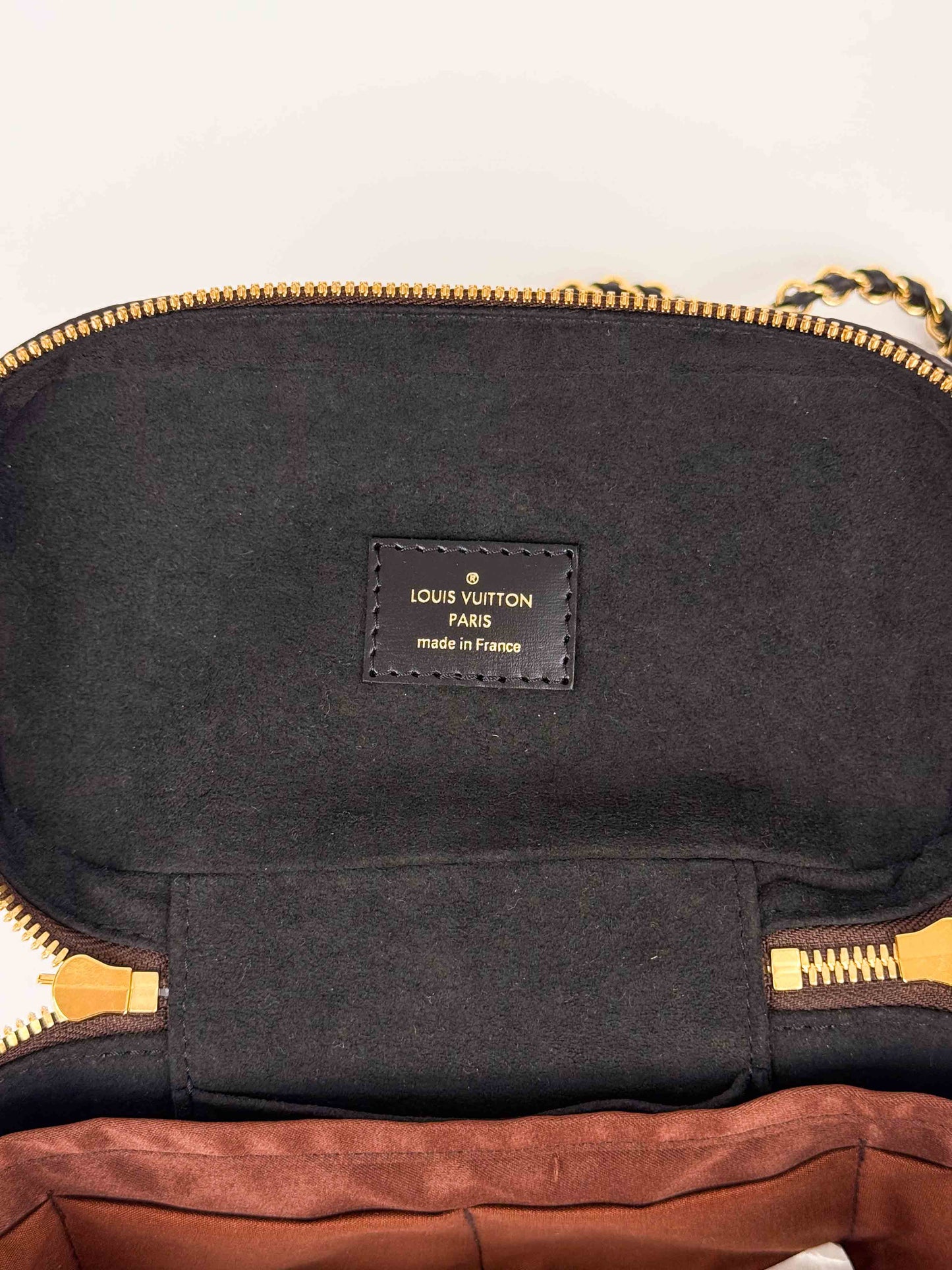 (A58) Louis Vuitton Monogram Vanity Crossbody Bag Gold Hardware