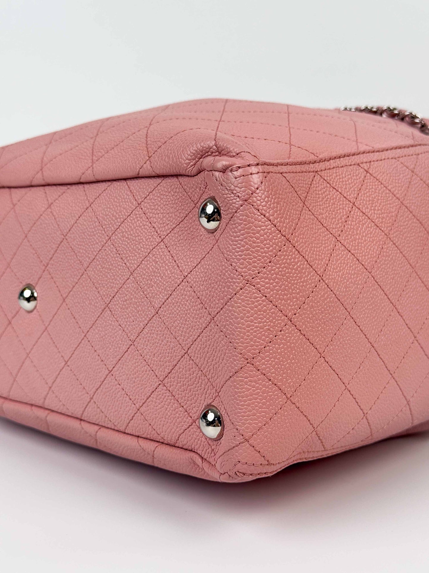 (A70) Chanel Pink Caviar Pocket Tote Bag with Silver Hardware