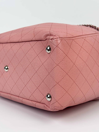 (A70) Chanel Pink Caviar Pocket Tote Bag with Silver Hardware