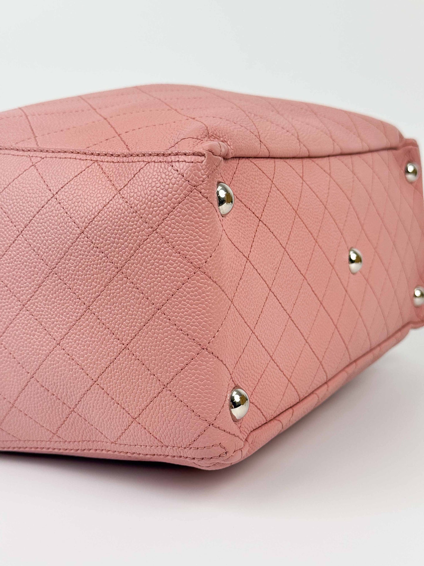 (A70) Chanel Pink Caviar Pocket Tote Bag with Silver Hardware