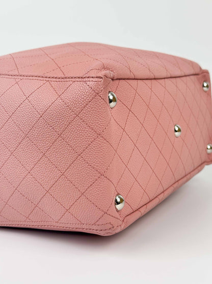 (A70) Chanel Pink Caviar Pocket Tote Bag with Silver Hardware