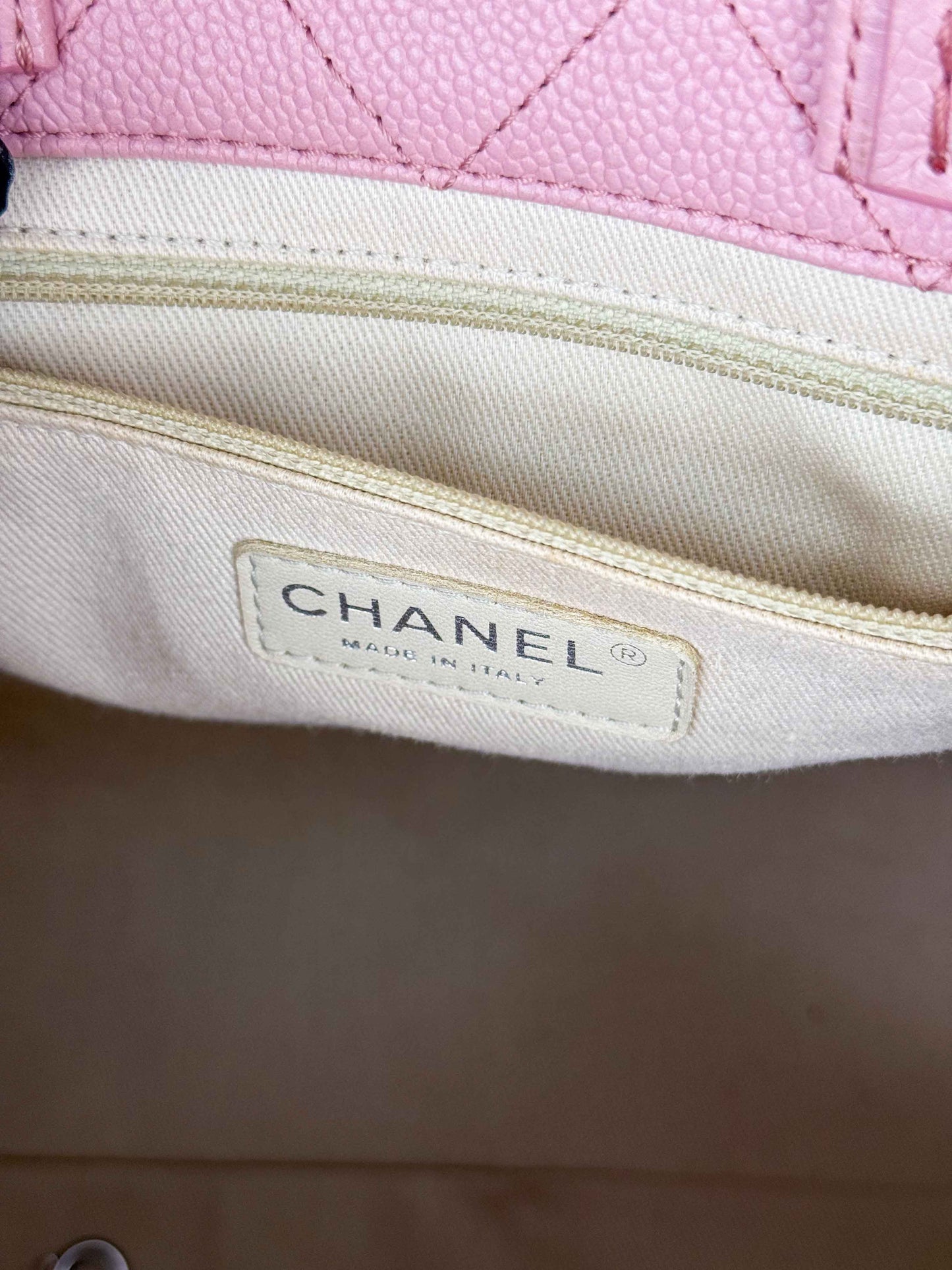 (A70) Chanel Pink Caviar Pocket Tote Bag with Silver Hardware