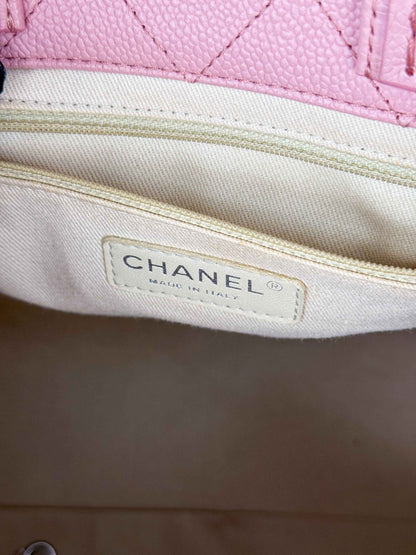 (A70) Chanel Pink Caviar Pocket Tote Bag with Silver Hardware