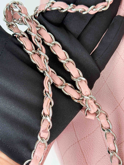 (A70) Chanel Pink Caviar Pocket Tote Bag with Silver Hardware