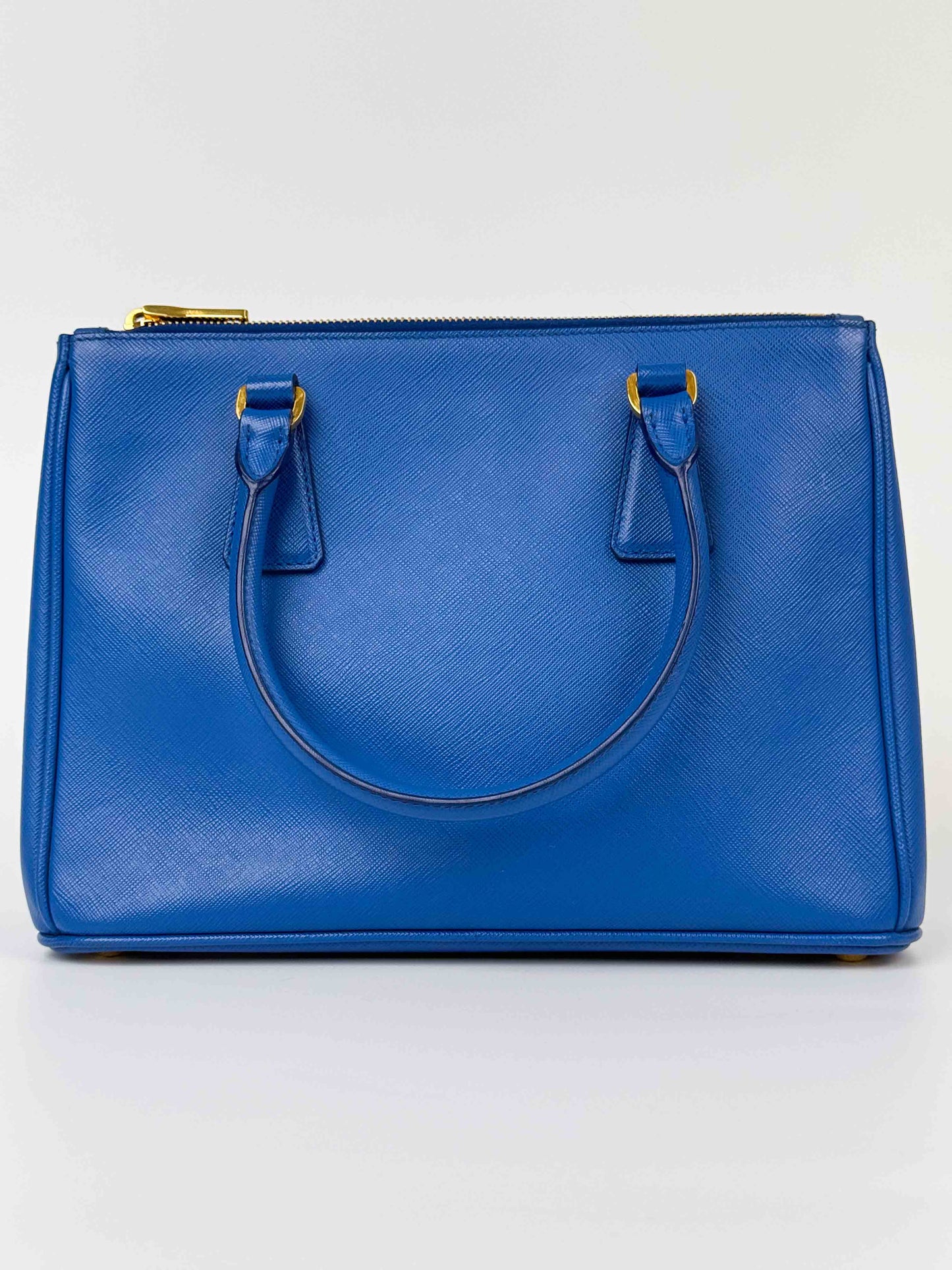 (A92) Prada Blue Galleria Saffiano Leather Bag Gold Hardware