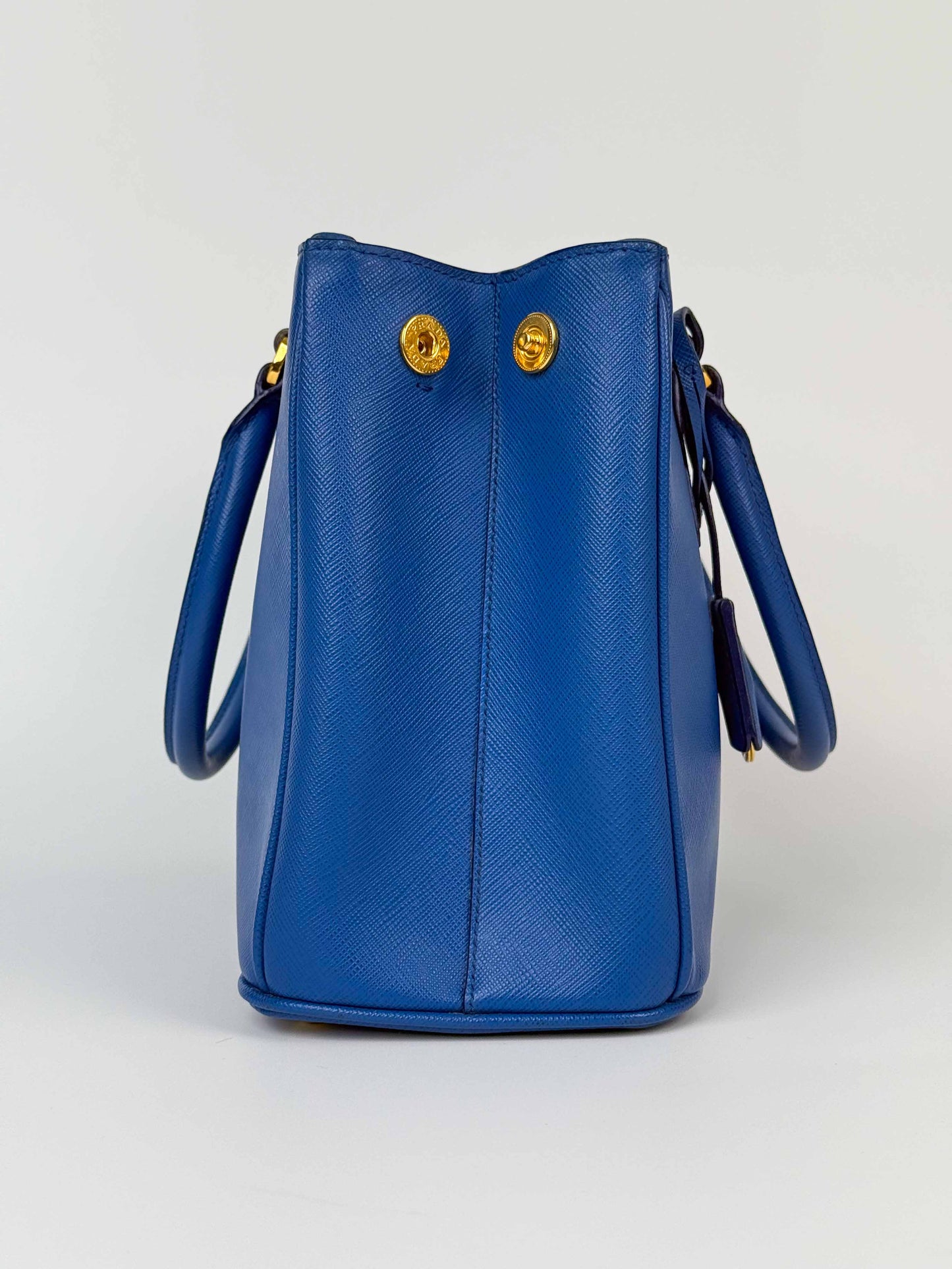 (A92) Prada Blue Galleria Saffiano Leather Bag Gold Hardware
