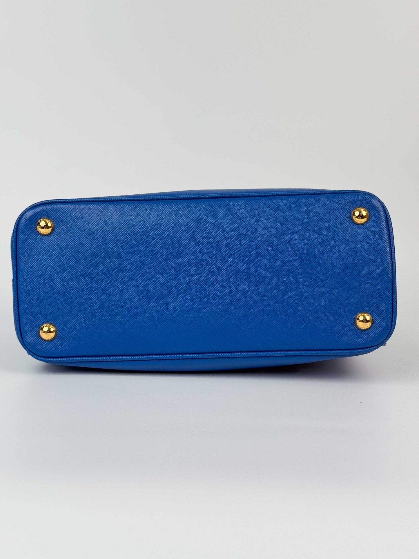 (A92) Prada Blue Galleria Saffiano Leather Bag Gold Hardware