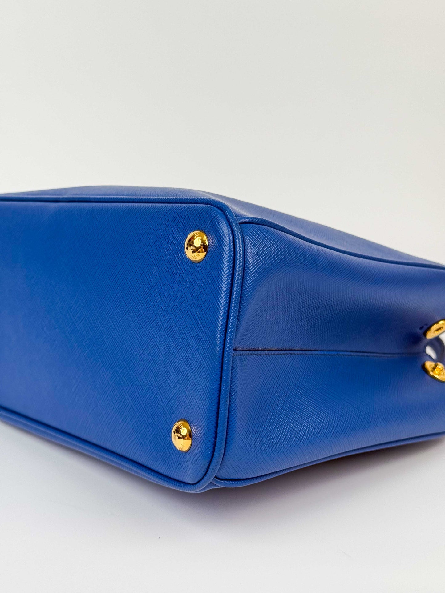 (A92) Prada Blue Galleria Saffiano Leather Bag Gold Hardware
