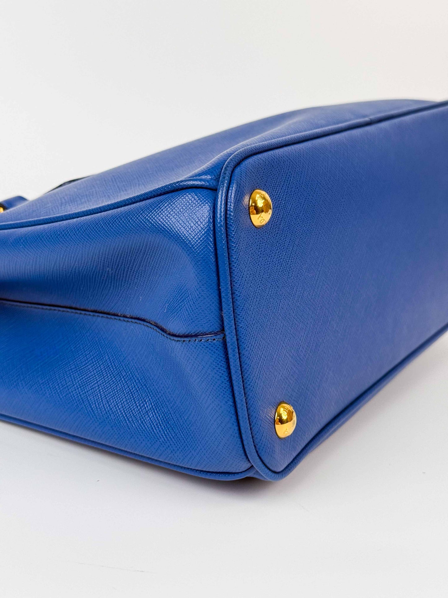 (A92) Prada Blue Galleria Saffiano Leather Bag Gold Hardware