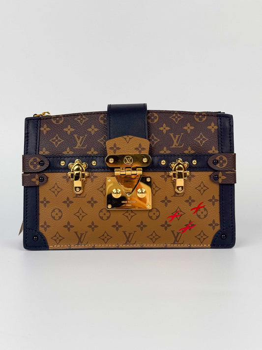 (A86) Louis Vuitton Soft Trunk Monogram Crossbody Bag Gold Hardware