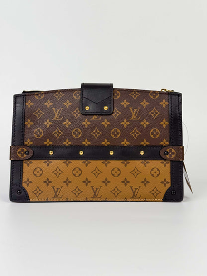 (A86) Louis Vuitton Soft Trunk Monogram Crossbody Bag Gold Hardware