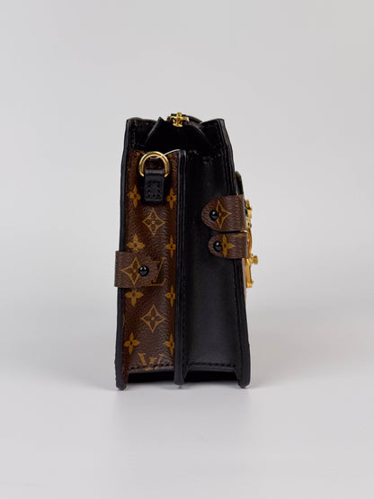 (A86) Louis Vuitton Soft Trunk Monogram Crossbody Bag Gold Hardware