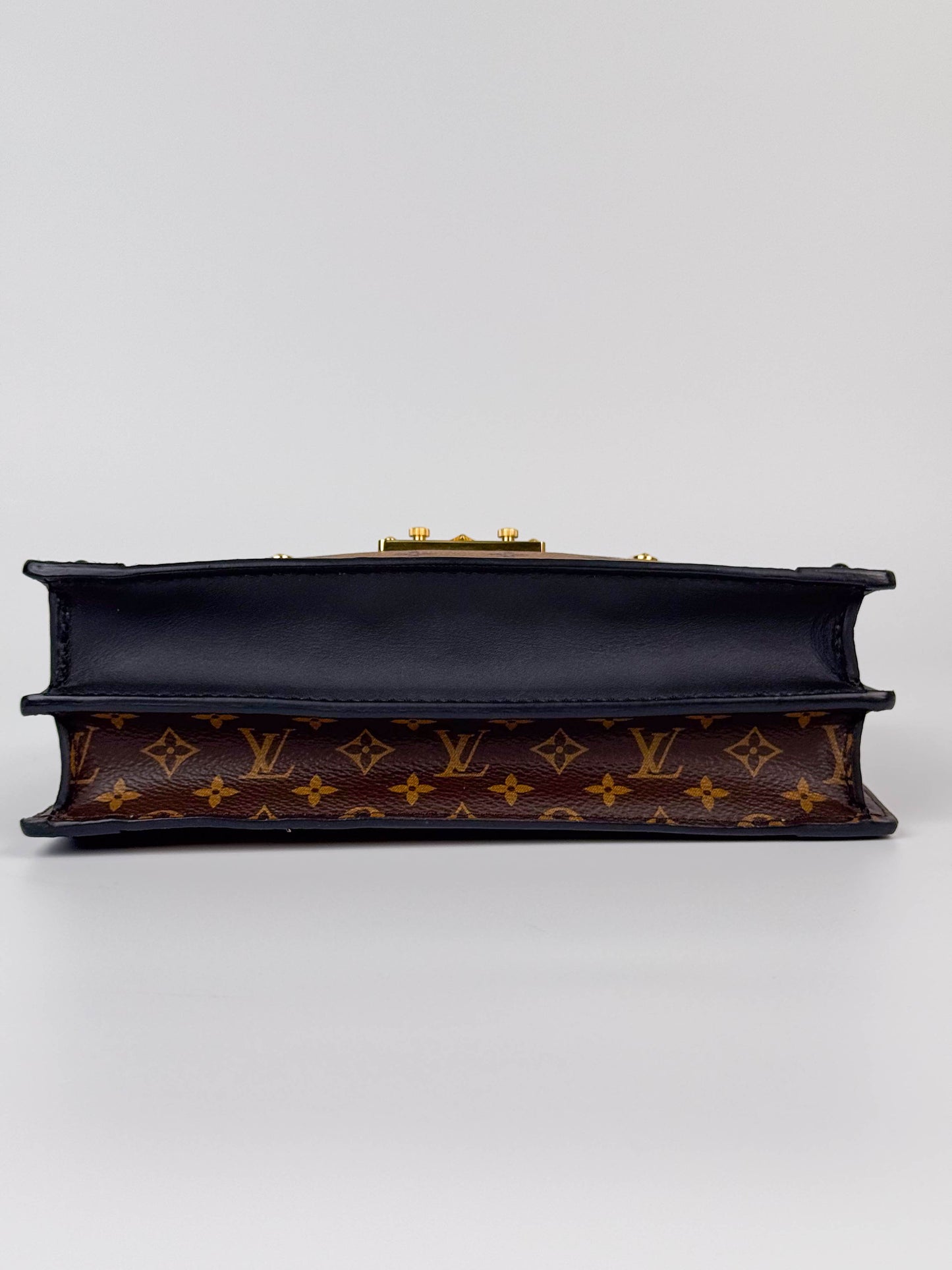 (A86) Louis Vuitton Soft Trunk Monogram Crossbody Bag Gold Hardware