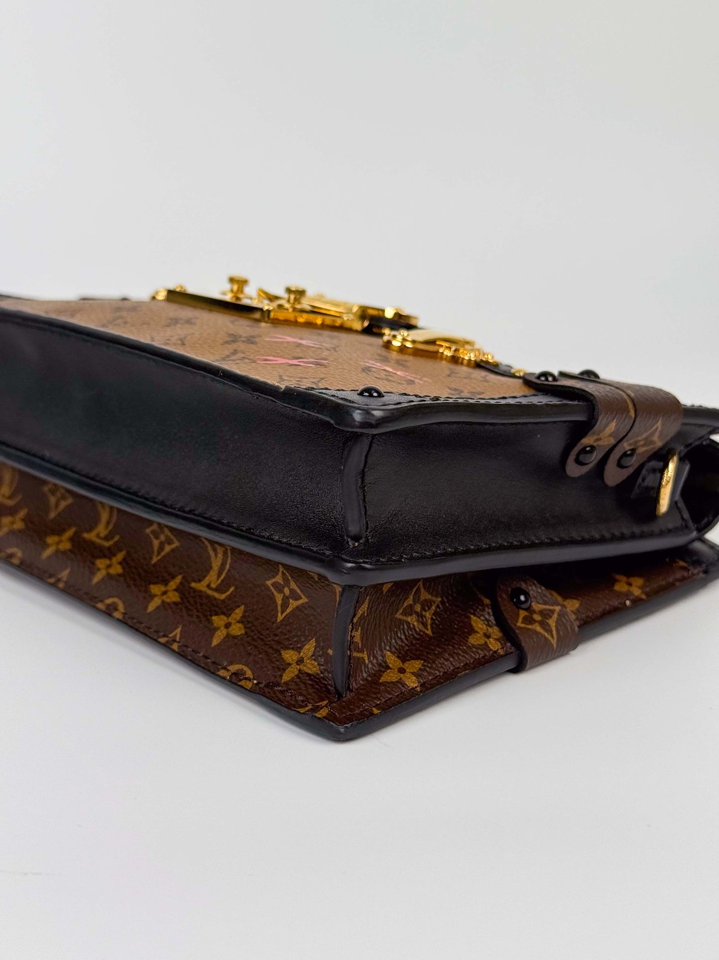 (A86) Louis Vuitton Soft Trunk Monogram Crossbody Bag Gold Hardware
