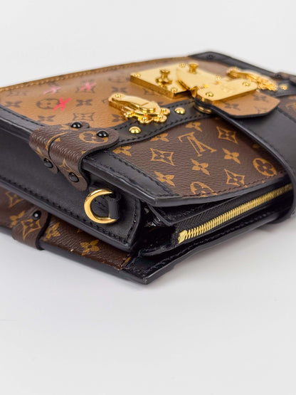 (A86) Louis Vuitton Soft Trunk Monogram Crossbody Bag Gold Hardware