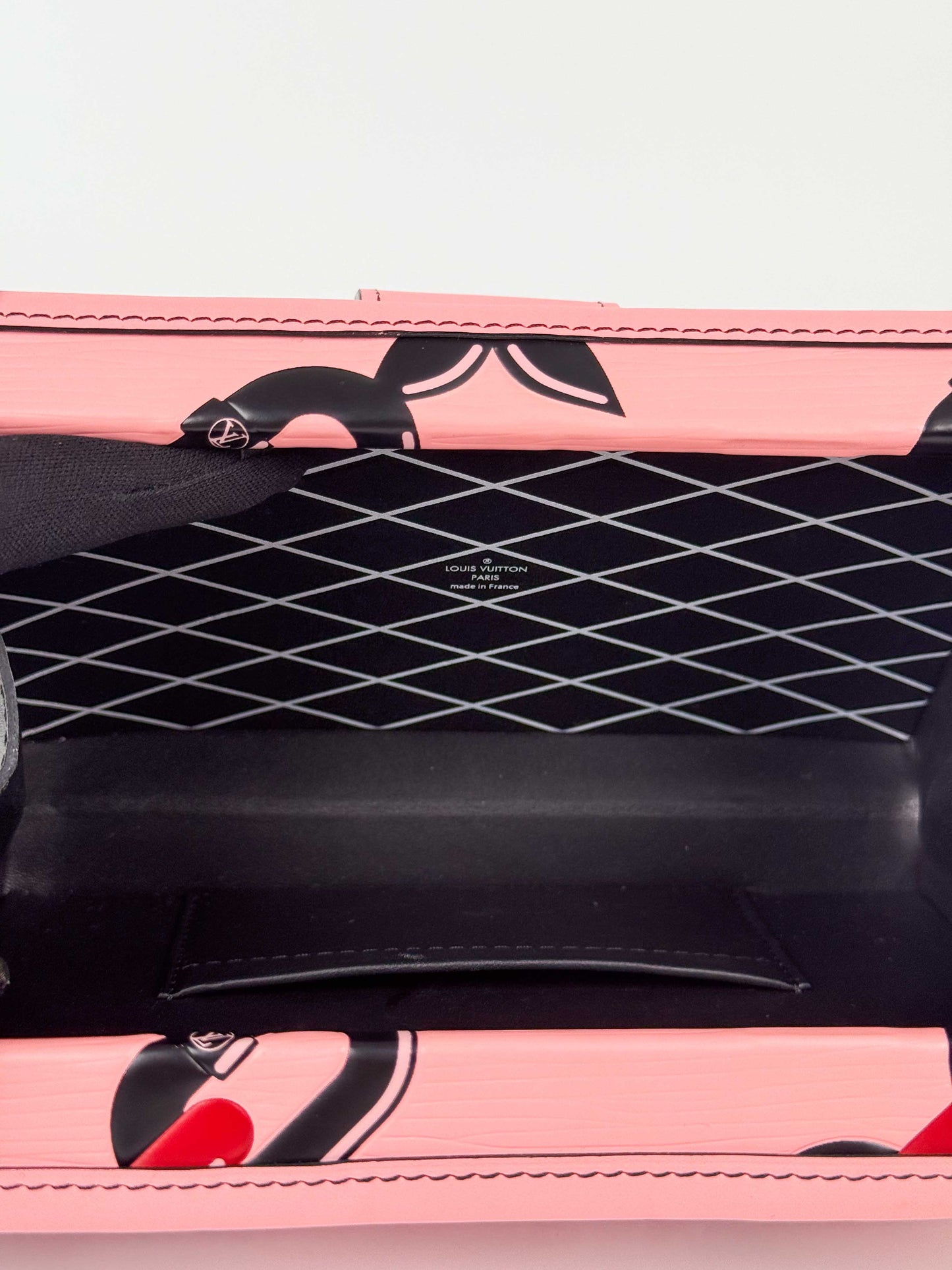 (A88) Louis Vuitton Epi Chain Flower Petite Malle Pink Crossbody Bag Silver Hardware