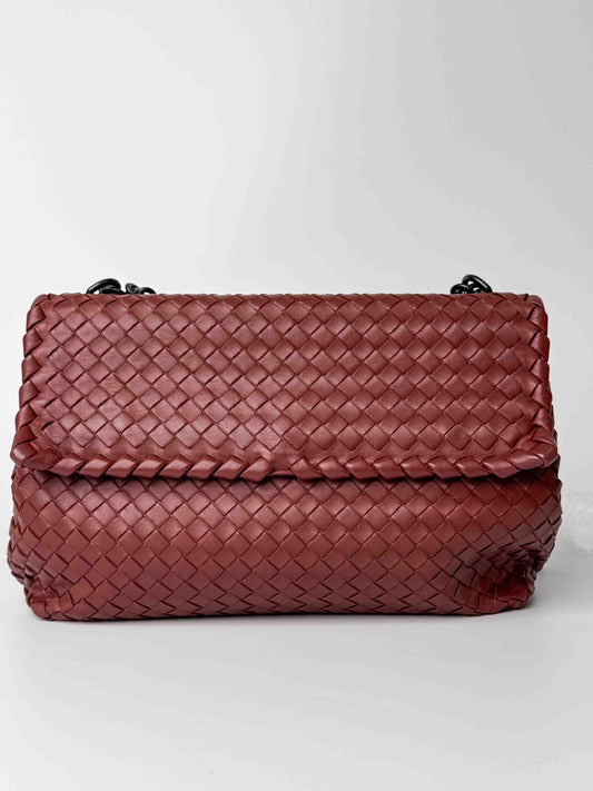 (A78) Bottega Veneta Nappa Intrecciato Olimpia Shoulder Bag Brass Hardware