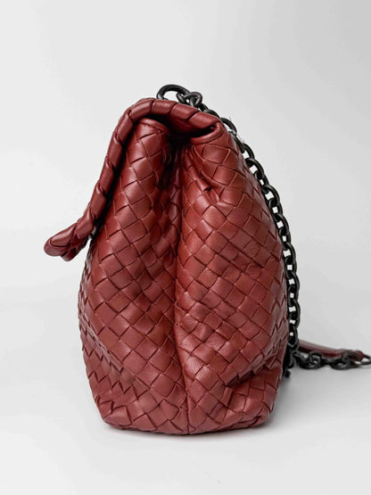 (A78) Bottega Veneta Nappa Intrecciato Olimpia Shoulder Bag Brass Hardware