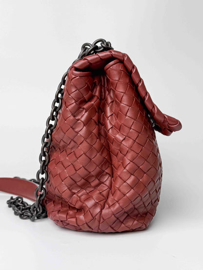 (A78) Bottega Veneta Nappa Intrecciato Olimpia Shoulder Bag Brass Hardware