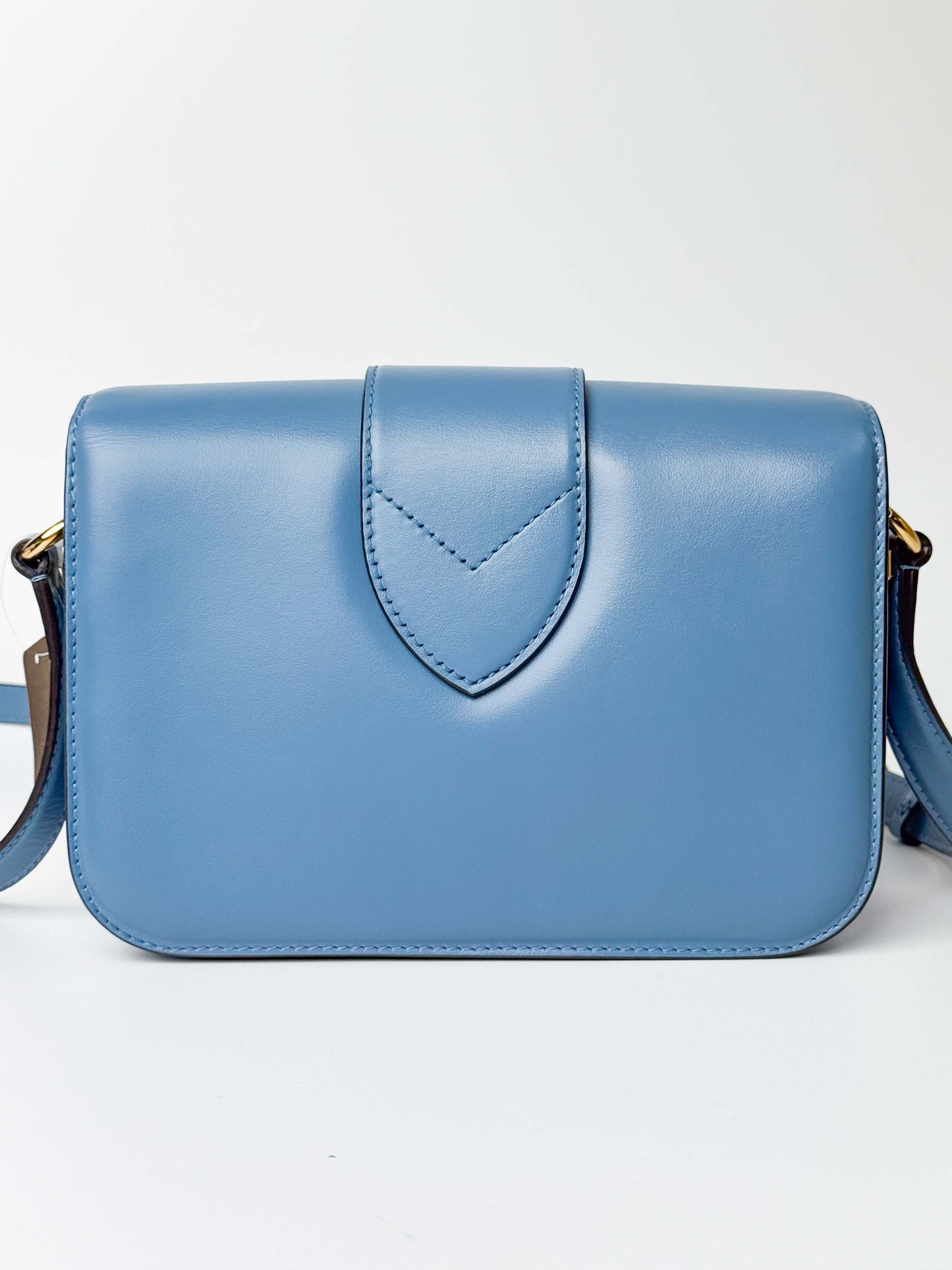 (A79) Louis Vuitton Blue Calf Leather Pont 9 Crossbody Bag Silver Hardware