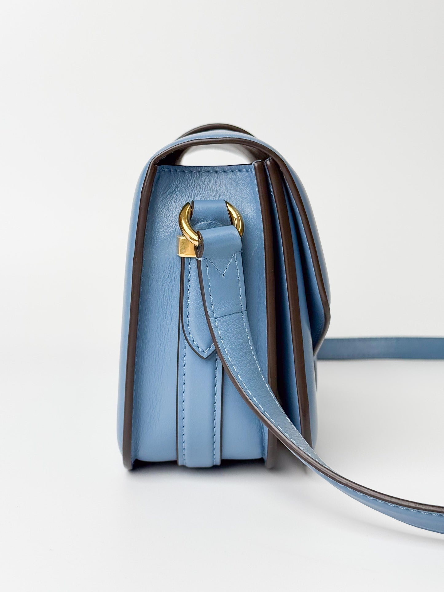 (A79) Louis Vuitton Blue Calf Leather Pont 9 Crossbody Bag Silver Hardware