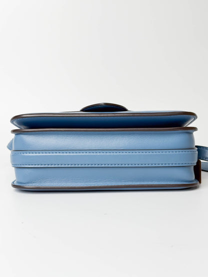 (A79) Louis Vuitton Blue Calf Leather Pont 9 Crossbody Bag Silver Hardware