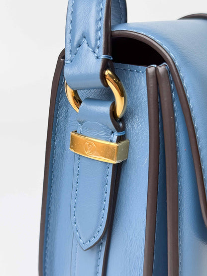 (A79) Louis Vuitton Blue Calf Leather Pont 9 Crossbody Bag Silver Hardware