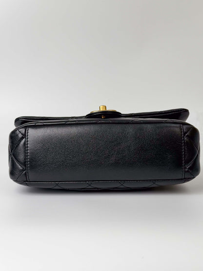 (A117) Chanel Black Calfskin Medium Single Flap, Gold Hardware