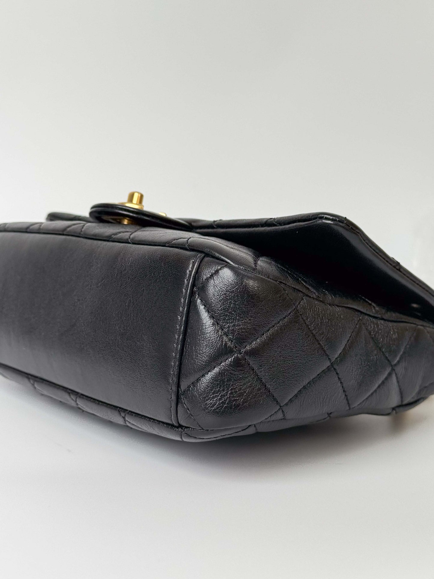 (A117) Chanel Black Calfskin Medium Single Flap, Gold Hardware