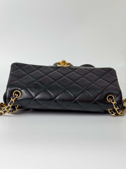 (A117) Chanel Black Calfskin Medium Single Flap, Gold Hardware