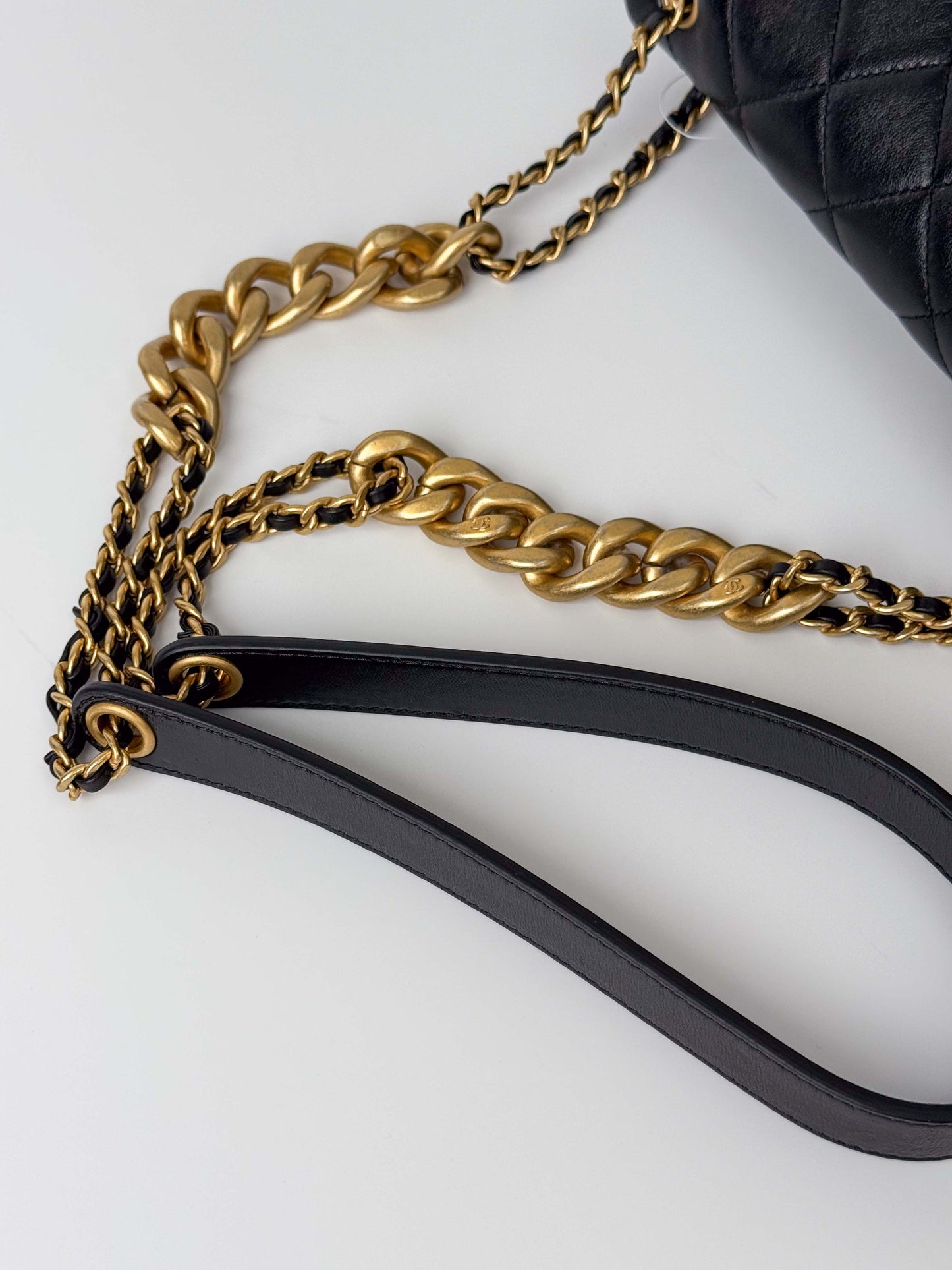 (A117) Chanel Black Calfskin Medium Single Flap, Gold Hardware