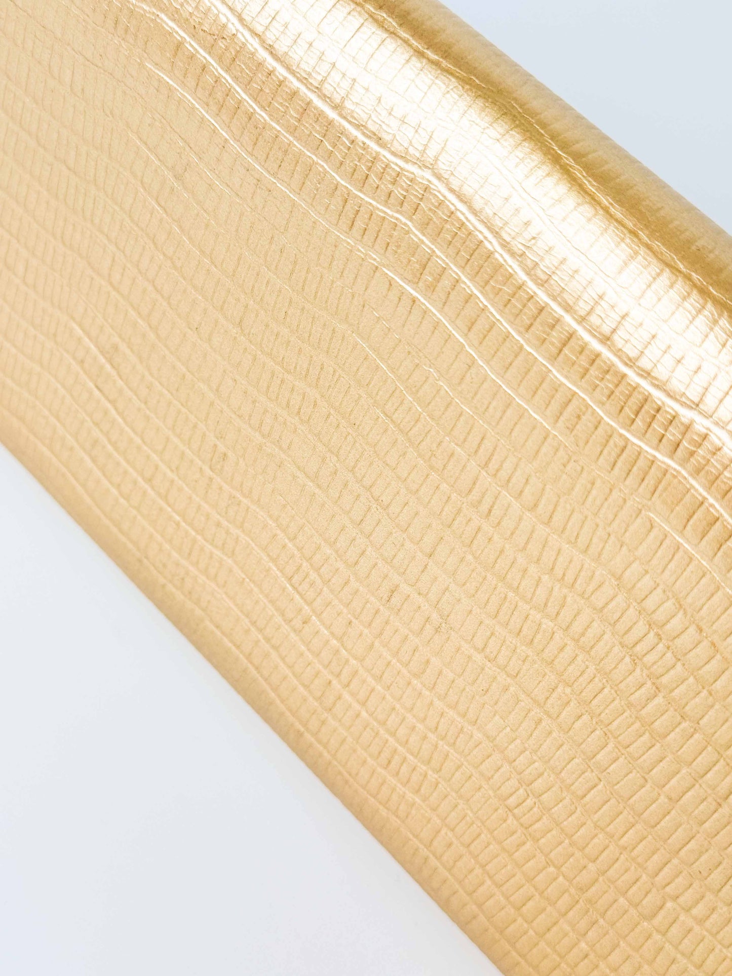 (A119) YSL Gold Embossed Leather Kate Tassel Clutch, Gold Hardware