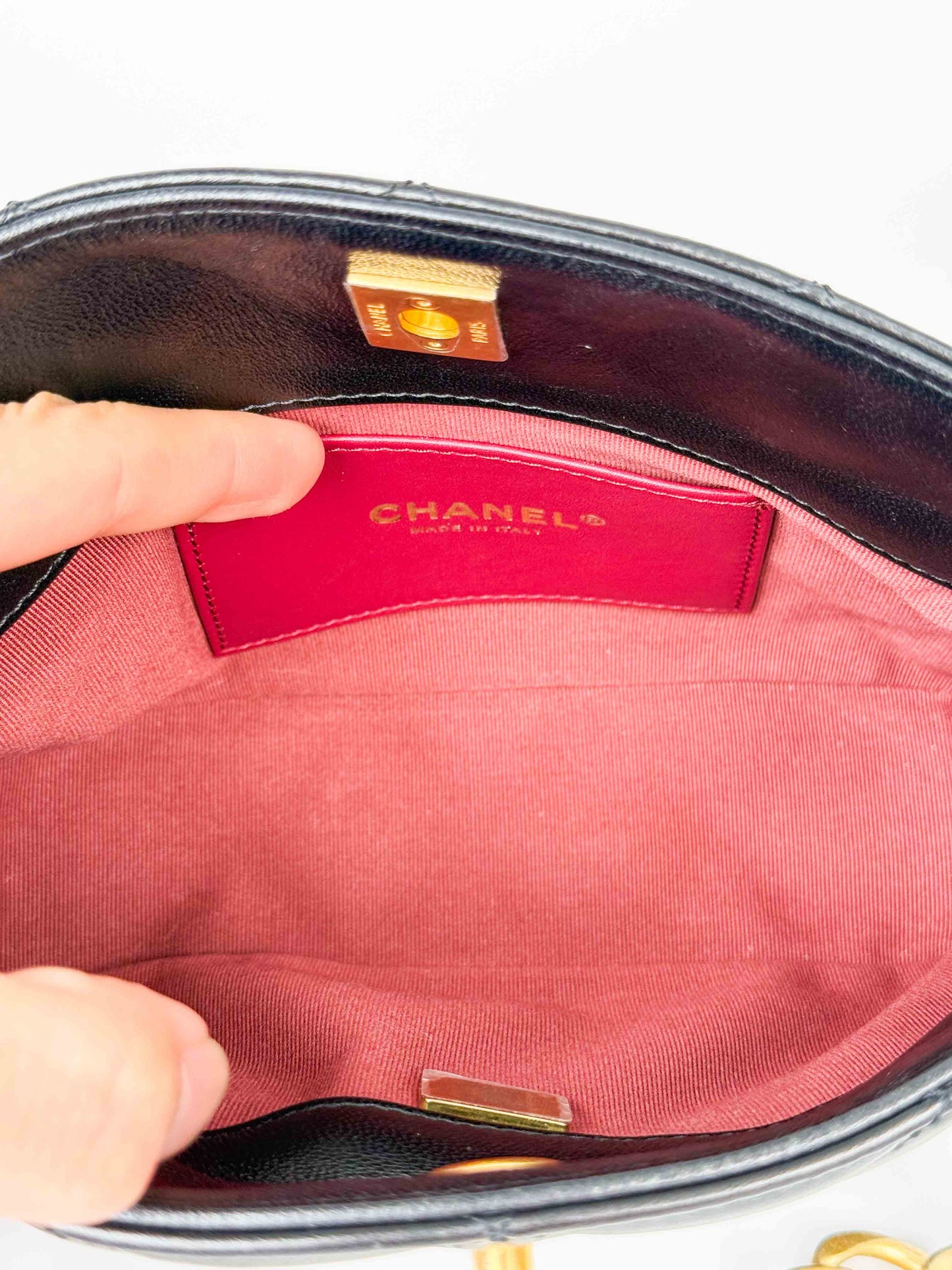 (A116) Chanel Black Calfskin Small Size Hobo, Antique Gold Hardware