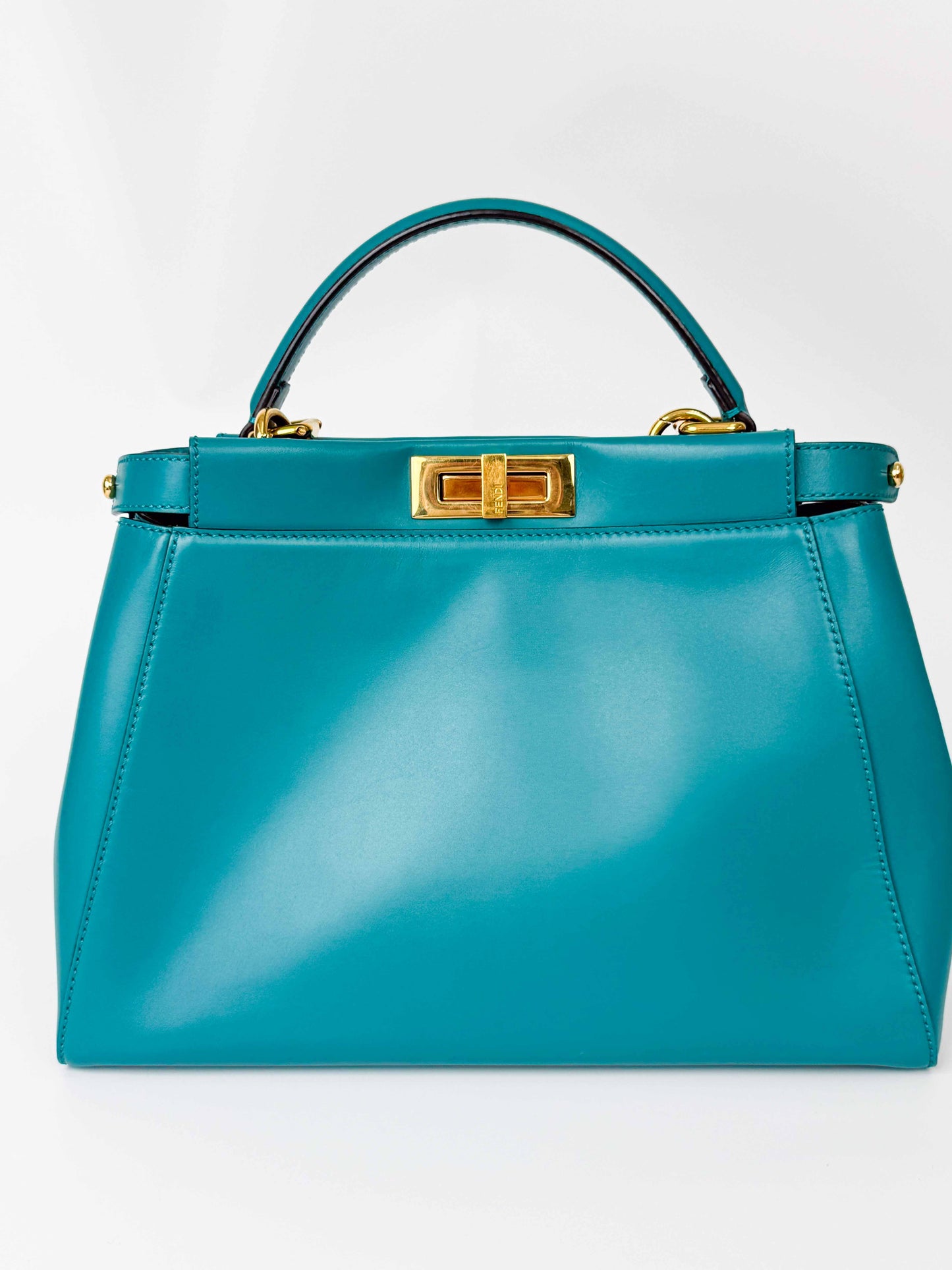 (A97) Fendi Teal Medium Peekaboo Gold Hardware