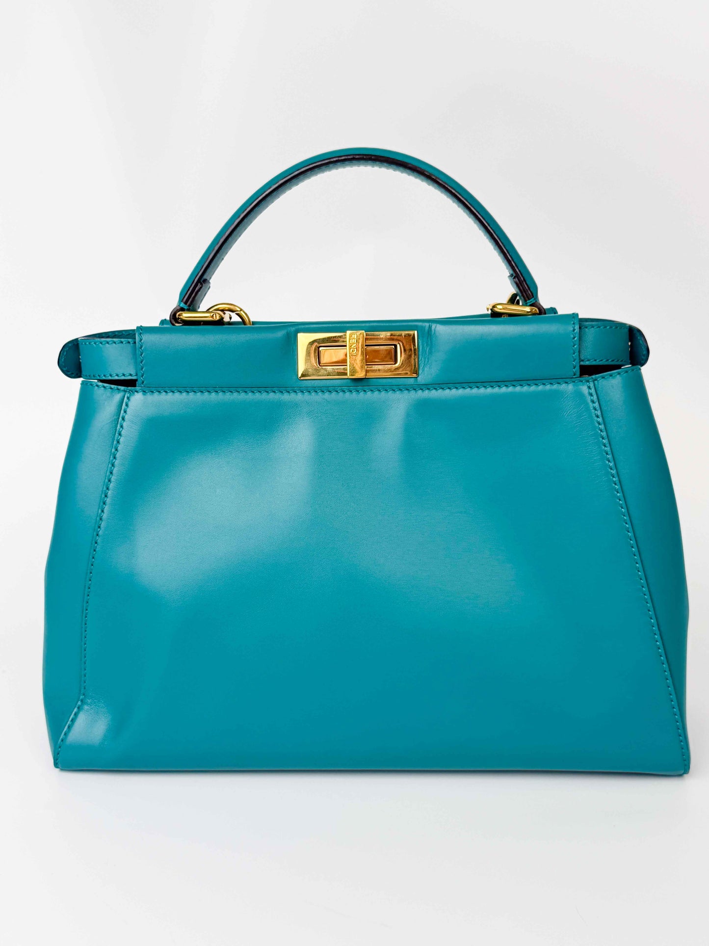 (A97) Fendi Teal Medium Peekaboo Gold Hardware