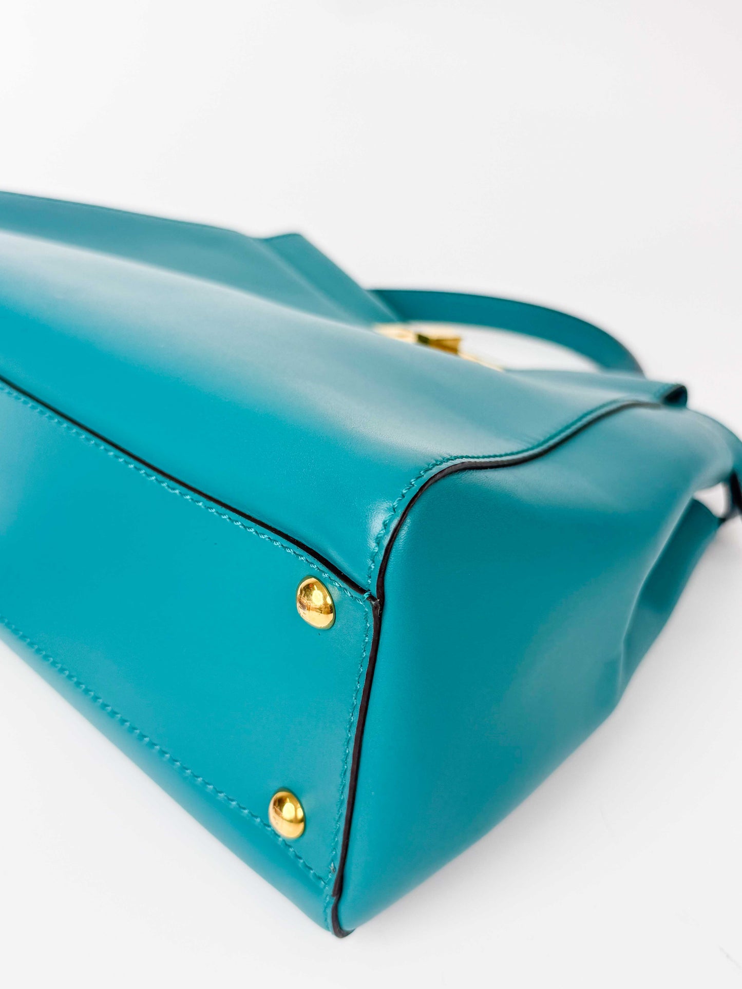(A97) Fendi Teal Medium Peekaboo Gold Hardware