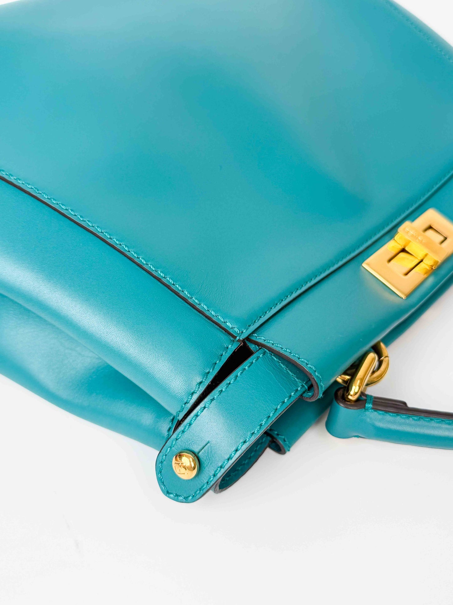 (A97) Fendi Teal Medium Peekaboo Gold Hardware