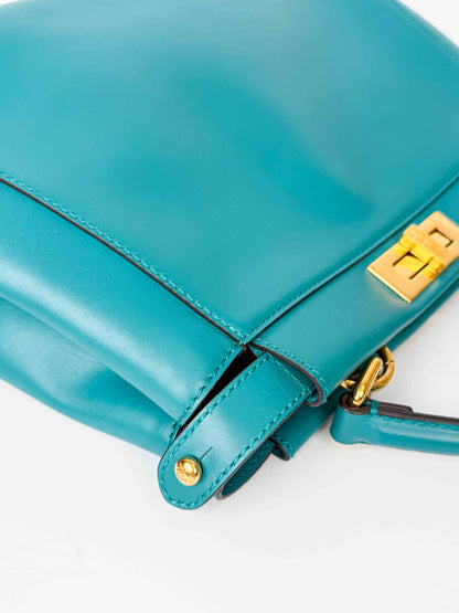 (A97) Fendi Teal Medium Peekaboo Gold Hardware