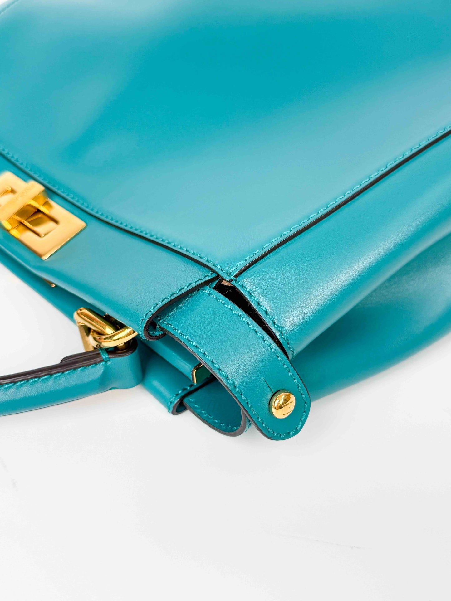 (A97) Fendi Teal Medium Peekaboo Gold Hardware