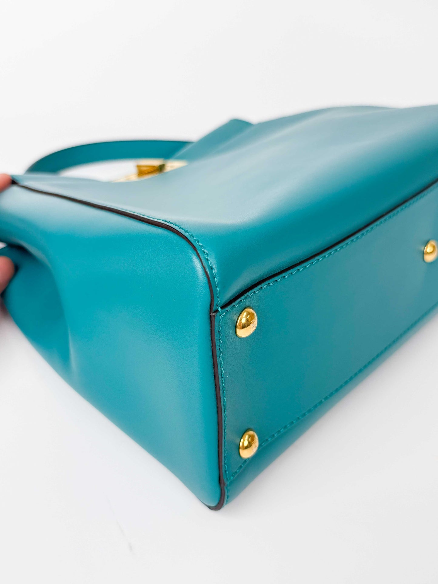 (A97) Fendi Teal Medium Peekaboo Gold Hardware