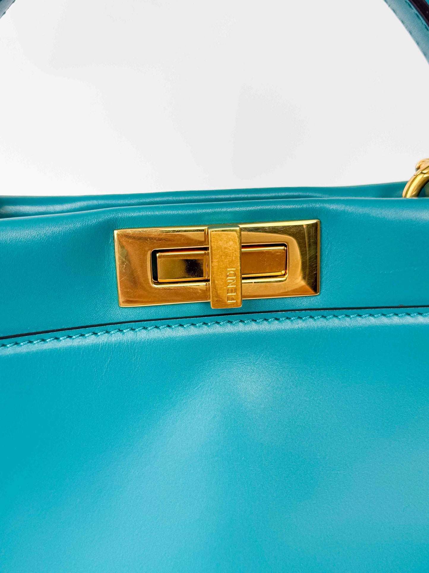 (A97) Fendi Teal Medium Peekaboo Gold Hardware