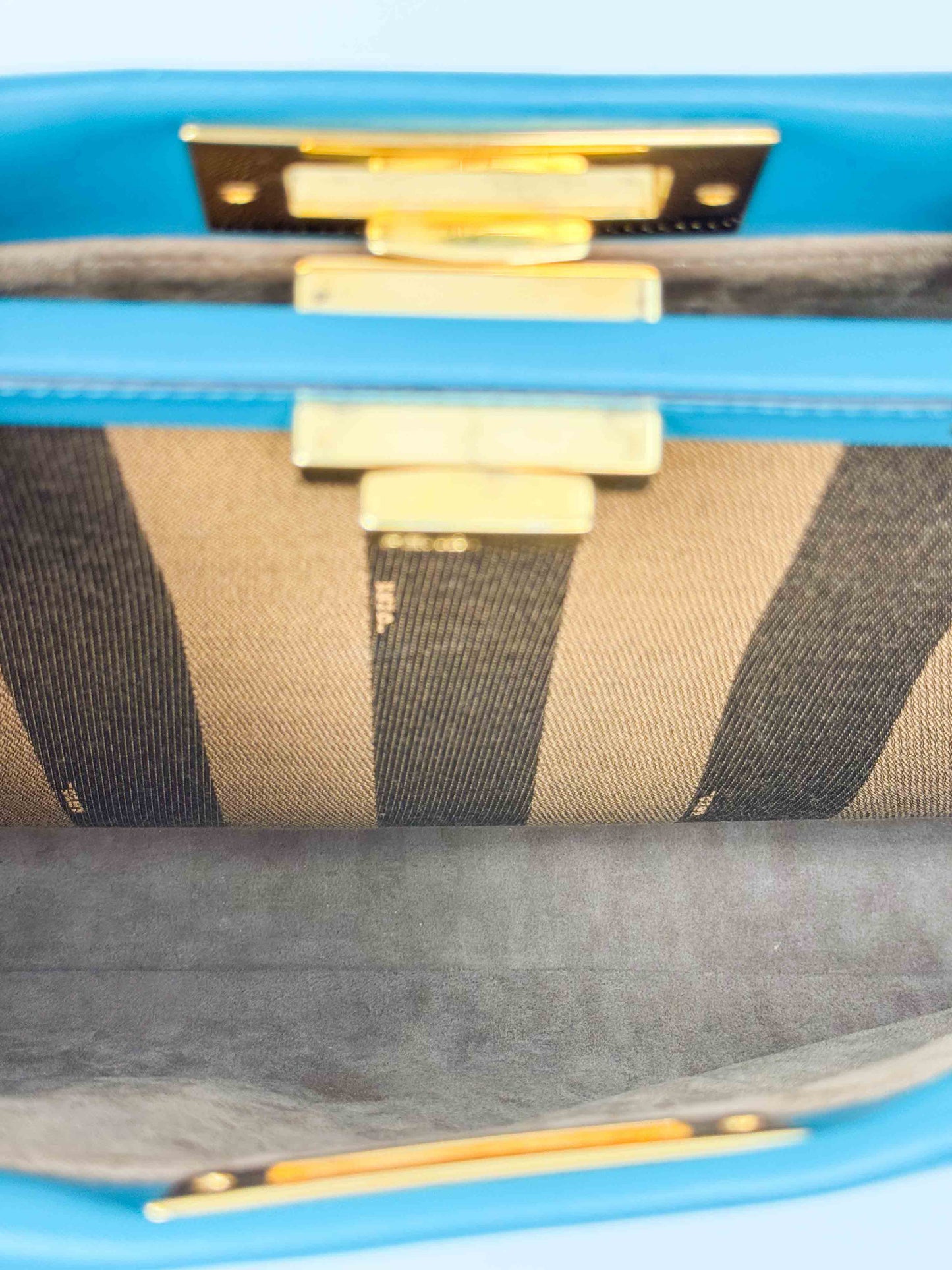 (A97) Fendi Teal Medium Peekaboo Gold Hardware