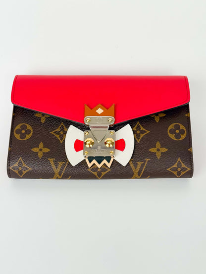(A106) Louis Vuitton Monogram Tribal Mask Sarah Wallet on Chain, Silver Hardware