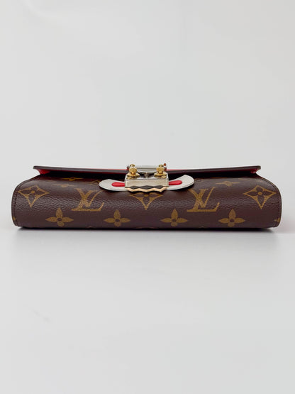 (A106) Louis Vuitton Monogram Tribal Mask Sarah Wallet on Chain, Silver Hardware